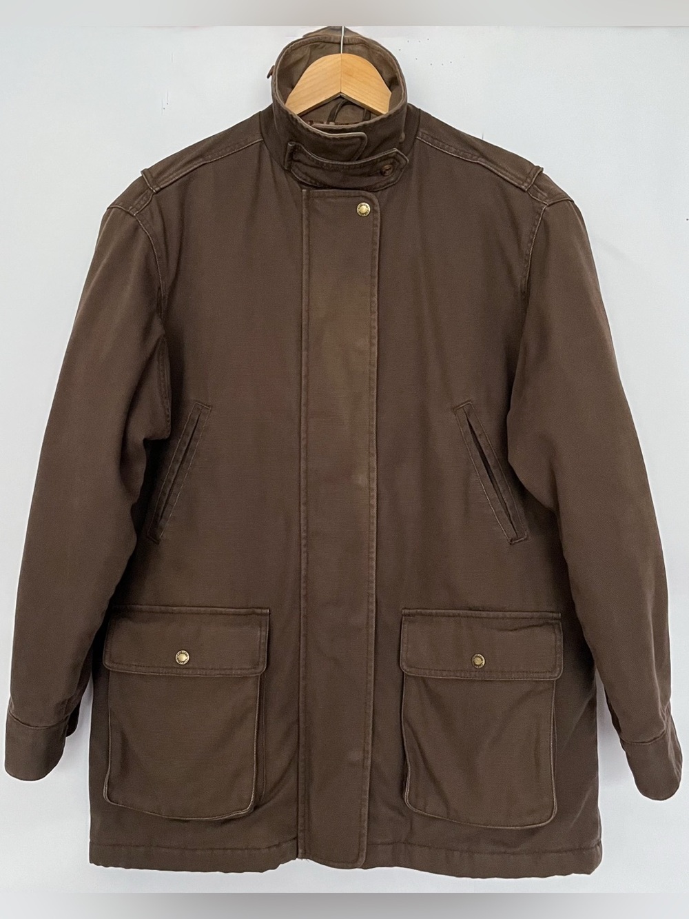 VTG Cabelas Chore Barn Coat Cotton Canvas Field Jacket Thick Size Large Brown - Picture 3 of 15
